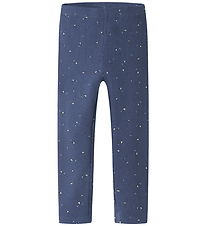 Name It Leggings - Rib - NmfNelia - Blue Indigo m. Blomster