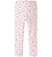 Name It Leggings - Rib - NmfNelia - Cradle Pink m. Blomster