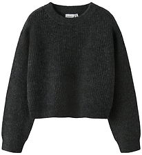 Name It Bluse - Strik - NkfHolly - Boxy - Mørkegråmeleret