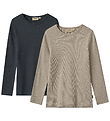 Wheat Bluser - Rib - 2-pak - Stig - Navy/Beige