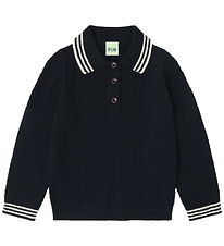 FUB Pólóbolur - Prjónað - Ull - Zigzag - Dark Dökkblátt