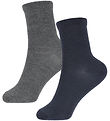 Name It Strømper - 2-pak - Uld/Bomuld - NkmWak - Dark Grey Melan