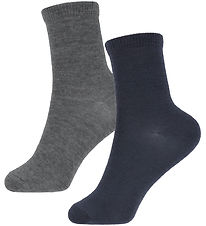 Name It Strømper - 2-pak - Uld/Bomuld - NkmWak - Dark Grey Melan