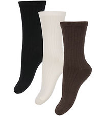 Name It Socks - 3-Pack - NkfOda - Seal Brown/Black/Cloud Dancer