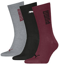 Puma Strømper - Regular Crew - 3-pak - Bordeaux/Sort/Grå