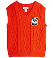 Mini Rodini Waistcoat - Knitted - Panda Patch - Red