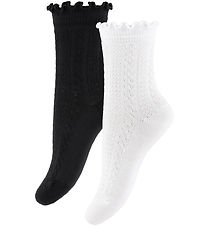 Creamie Socks - 2-Pack - Black/White w. Pattern