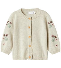 Name It Cardigan - Strik - NbfNussy - Peyote Melange m. Blomster
