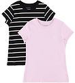 Calvin Klein T-shirts - 2-pak - Rosa/Sort m. Striber