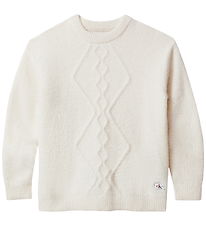 Calvin Klein Blússa - Pólýester/Ull - Fluffy - Whitecap Grey