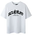 LMTD Stuttermabolur - NlnNure - Bright White/Svart M. Prentað