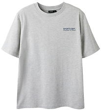 LMTD T-shirt - NlnMoods - Light Grey Melange/Dark Sapphire m. Pr