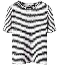 LMTD T-shirt - NlfSeher - Black Coffee/Hvid m. Hulmønster