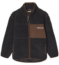Mads Nørgaard Fleecejakke - Teddy - Jeffo - Jet Black m. Brun