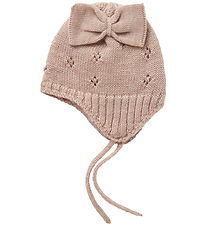 Name It Babyhjelm - Uld - Strik - NbfWrilla - Shadow Gray/Bow