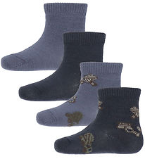Name It Strømper - Uld/Bomuld - 4 pak - NbmWak - Folkstone Gray/