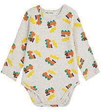 Bobo Choses Body l/æ - Choo Choo All Over - Light Grey Heather
