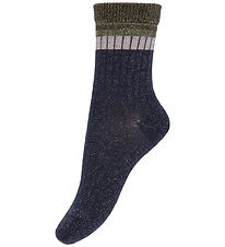 MP Strømper - Rib - Norma - Glitter - Navy