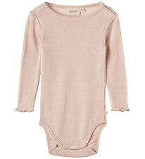 Wheat Bodysuit l/s - Wool/Silk - Liea - Pale Lilac w. Pointelle