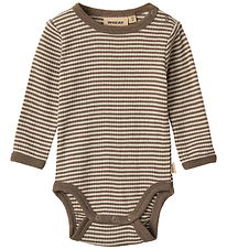 Wheat Bodysuit l/s - Wool - Rib - Lucca - Wood Stripe