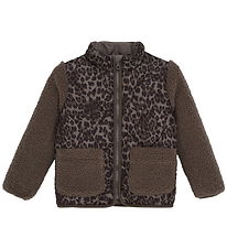 Minymo Jakke - Chocolate Chip m. Leopardprint