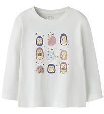 Name It Bluse - NmfVeen - Bright White/Hedgehogs