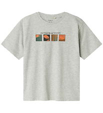 Name It T-shirt - NkmOrland - Gråmeleret m. Print