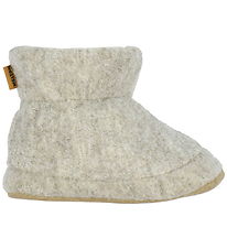 Melton Slippers - Wool - Beige Melange