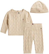 Tommy Hilfiger Gaveæske - Bluse/Bukser/Hue - Strik - Malted Milk