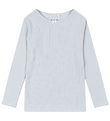 Konges Sløjd Bluse - Rib - Minnie - Grau Dawn m. Lochmuster