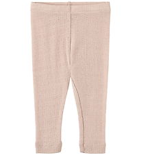 Wheat Leggings - Uld/Silke - Agi - Pale Lilac m. Hulmønster