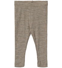 Wheat Leggings - Uld/Silke - Rib - Agi - Khaki Melange