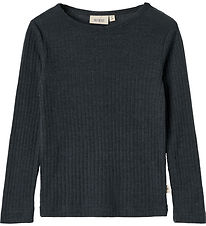 Wheat Bluse - Uld/Silke - Rib - Alfie - Navy