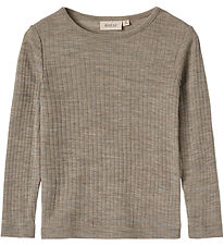 Wheat Bluse - Uld/Silke - Rib - Alfie - Khaki Melange