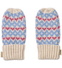Wheat Luffer - Uld - Jacquard - Haansi - Blå m. Hjerter