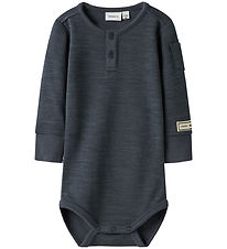 Name It Bodysuit l/s - Wool/Viscose - NbmWyla - Ombre Blue