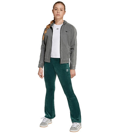 adidas Originals Velourbukser - Aurora Ivy/Hvid