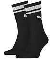 Puma Strømper - Regular Crew - 2-pak - Sort m. Hvide Striber