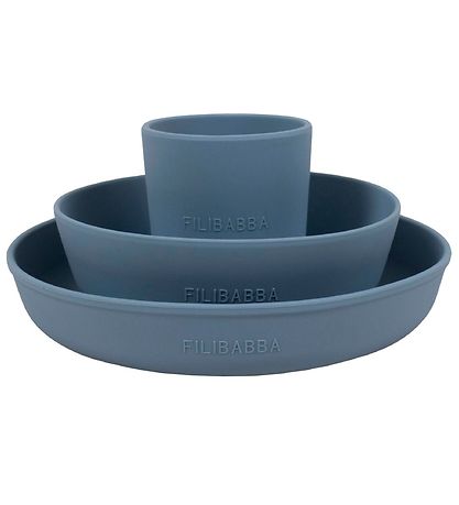 Filibabba Spisesæt - Silikone - 3 dele - Powder Blue