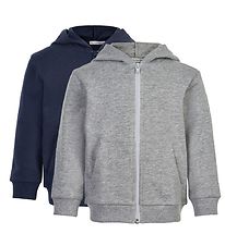 Minymo Cardigan - 2-pack - Gråmelerad/Marinblå