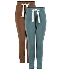 Minymo Sweatpants - 2-pak - Toffee/Aquagrøn