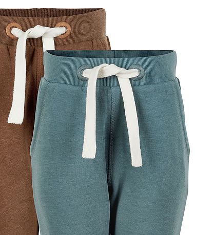 Minymo Sweatpants - 2-pak - Toffee/Aquagrøn