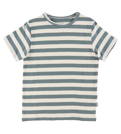Minymo T-shirt - 2-pak - Hvid/Grønstribet/Toffee