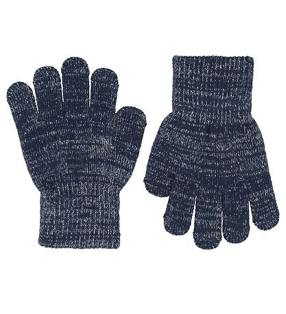 Melton Handsker - Strik - 2-pak - Grå/Navy m. Glimmer
