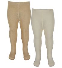 Minymo Strømpebukser - 2-Pak - Pale Gold