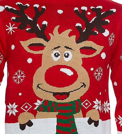 Jule-Sweaters Bluse - Rudolfs - Rød