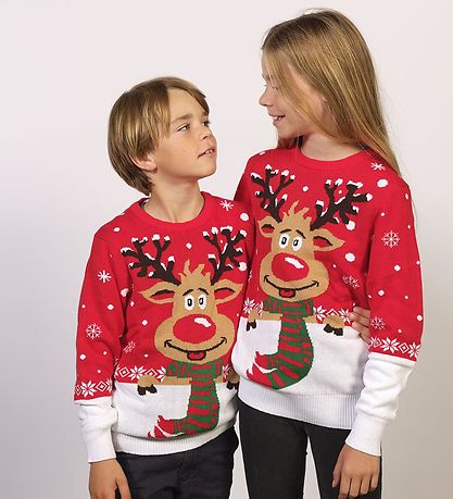Jule-Sweaters Bluse - Rudolfs - Rød