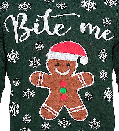 Jule-Sweaters Bluse - Bite Me - Mørkegrøn