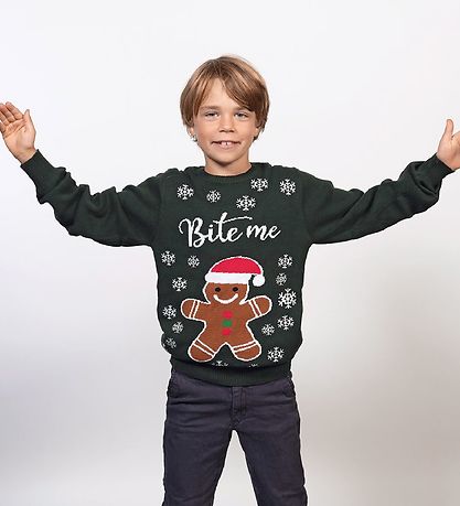 Jule-Sweaters Bluse - Bite Me - Mørkegrøn
