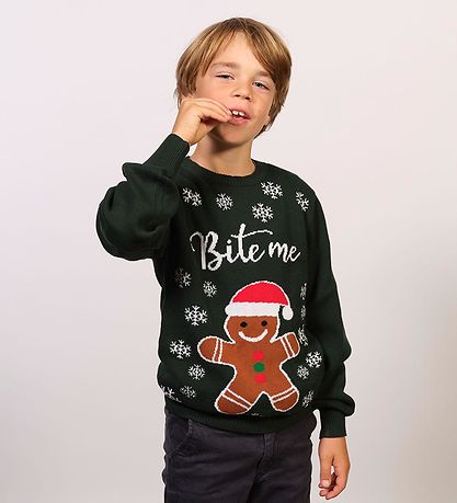 Jule-Sweaters Bluse - Bite Me - Mørkegrøn
